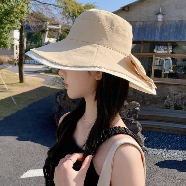 女性カジュアルスプライスちょう結び日焼け防止帽子