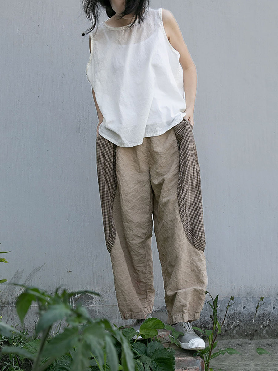 女性ヴィンテージ夏固体薄いボタンベスト + シャツ + パンツ