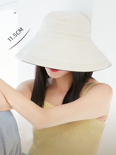 女性の夏の両面日焼け止め帽子をかぶる