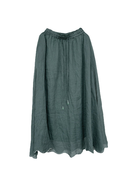 女性の夏のヴィンテージソリッド巾着二層スカート