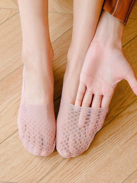 5 足の女性の夏用の薄い中空ソックス