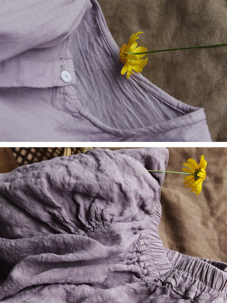女性ヴィンテージ夏固体薄いボタンベスト + シャツ + パンツ
