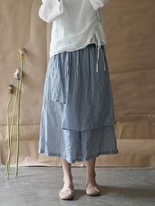 女性カジュアル夏二層固体薄いラミーパンツ