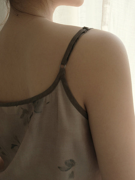 女性ヴィンテージサマーリーフ着用調節可能なストラップベスト