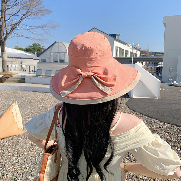 女性カジュアルスプライスちょう結び日焼け防止帽子
