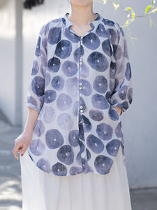 女性の夏のドットプリントルーズラミーカーディガンシャツ