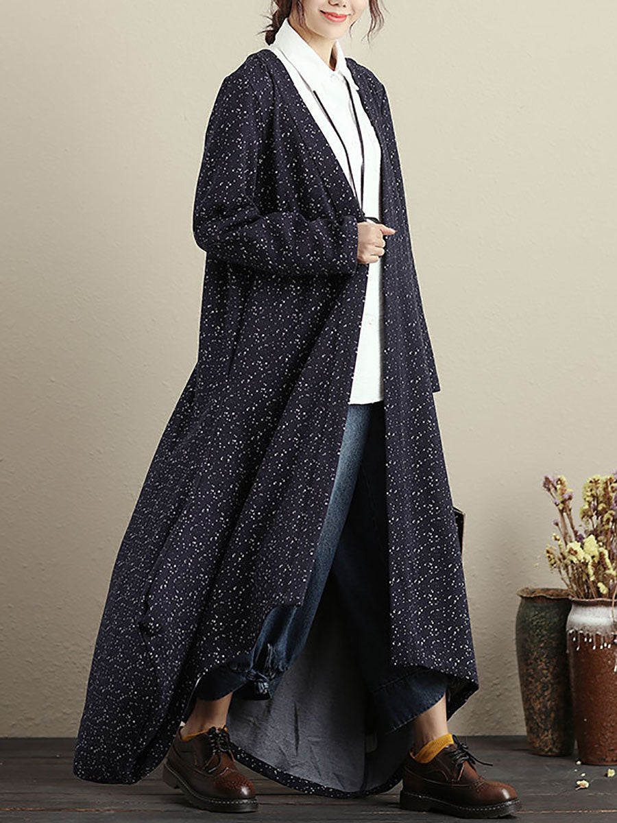 女性のためのプラスのサイズのカーディガン長袖ブルー秋冬コート