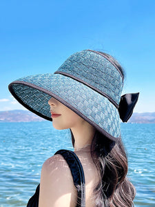 女性カジュアル夏ちょう結びソリッド麦わら帽子