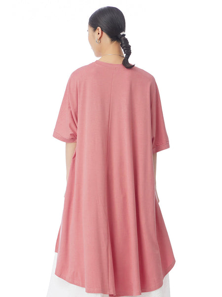 女性カジュアルソリッド巾着スプライス不規則な裾シャツ