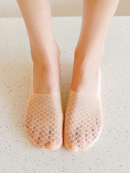 5 足の女性の夏用の薄い中空ソックス