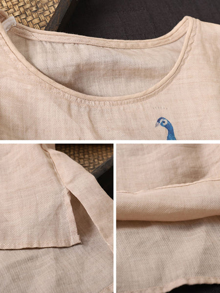 女性の夏のピーコックルーズラミープルオーバーTシャツ