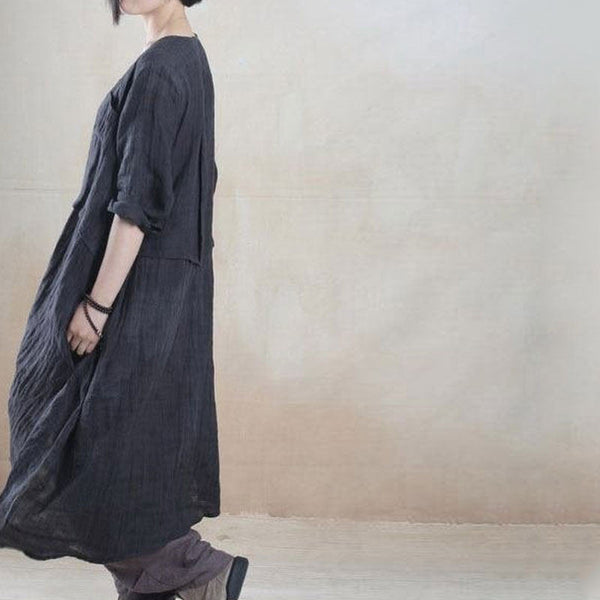 Women linen summer shirt dress - Buykud