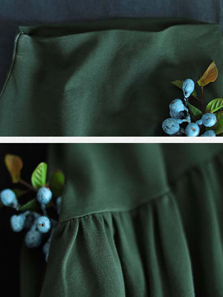 プラスサイズ - ソリッドカラー ドレープ ハイネック ドレス