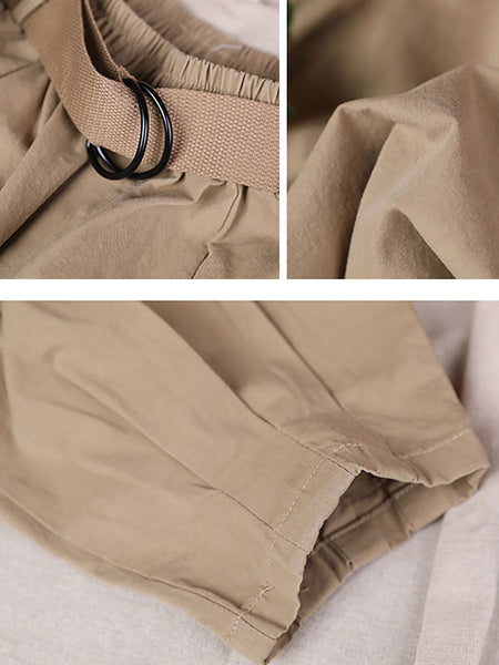 プラスサイズ - 綿 100% カジュアル ベルト付きハーレムパンツ