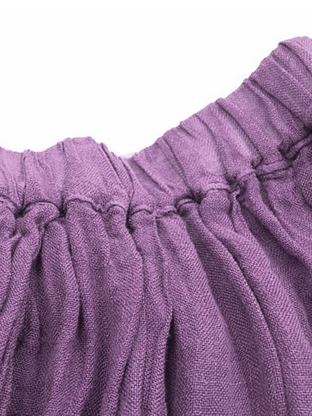 プラスサイズ - 100% リネン女性ピュアカラースカート
