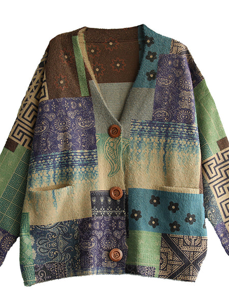 プラスサイズ - ポケットステッチ V ネック長袖セーター コート