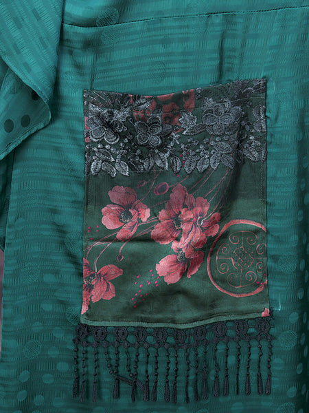 刺繍入りヴィンテージ女性レトロバットウィングスリーブマキシドレス
