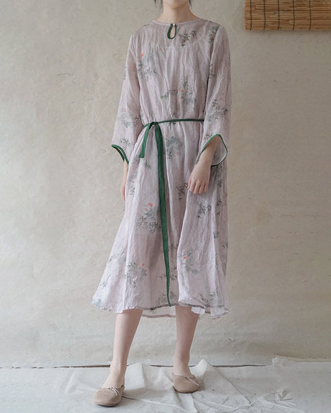 花柄ヴィンテージ女性ルーズ中国風ドレス