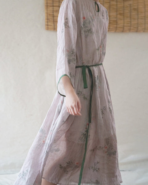 花柄ヴィンテージ女性ルーズ中国風ドレス