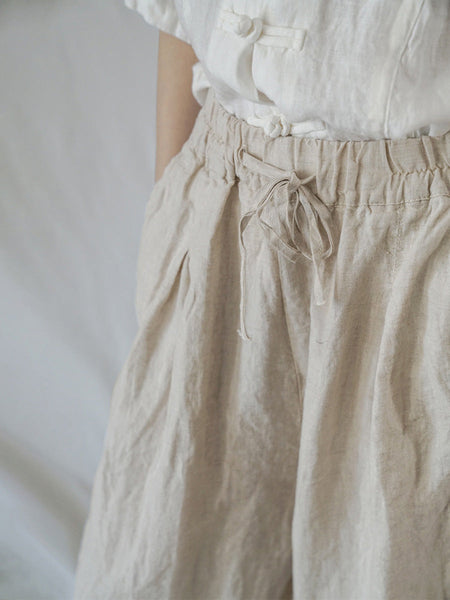 プラスサイズ巾着リネン女性夏のハーレムパンツ