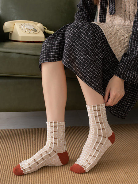 5 足の綿の女性のカジュアルな暖かい靴下
