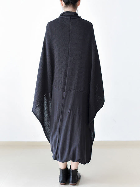 女性タートルネックロングニットセータードレス