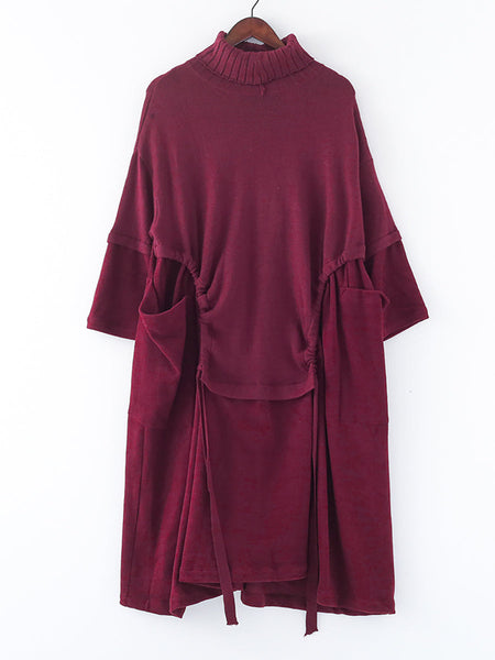 綿の女性の固体不規則なルーズドレス