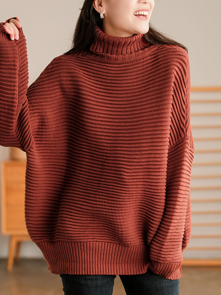 女性タートルネック長袖ルーズプルオーバーセーター