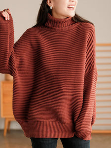 女性タートルネック長袖ルーズプルオーバーセーター
