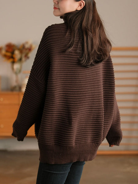 女性タートルネック長袖ルーズプルオーバーセーター