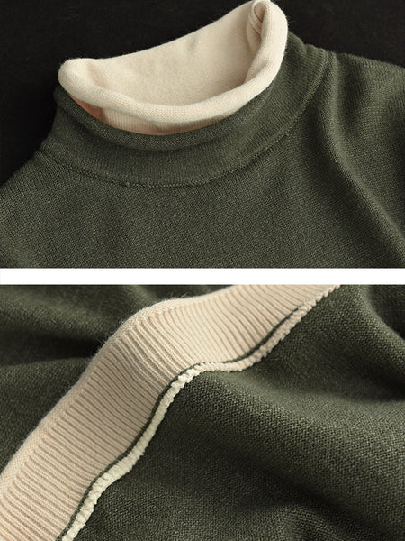 プラスサイズ秋フェイクツーピースカラーブロック女性セーター
