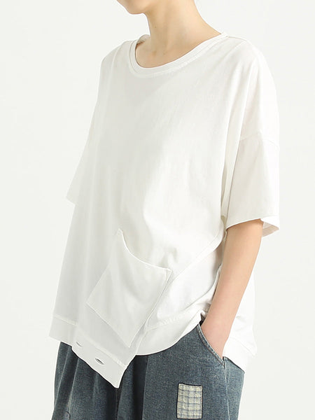 プラスサイズの綿の女性半袖カジュアルルーズ T シャツ