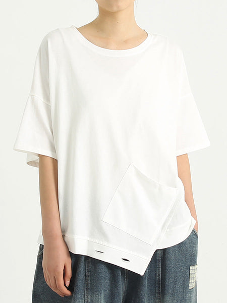 プラスサイズの綿の女性半袖カジュアルルーズ T シャツ