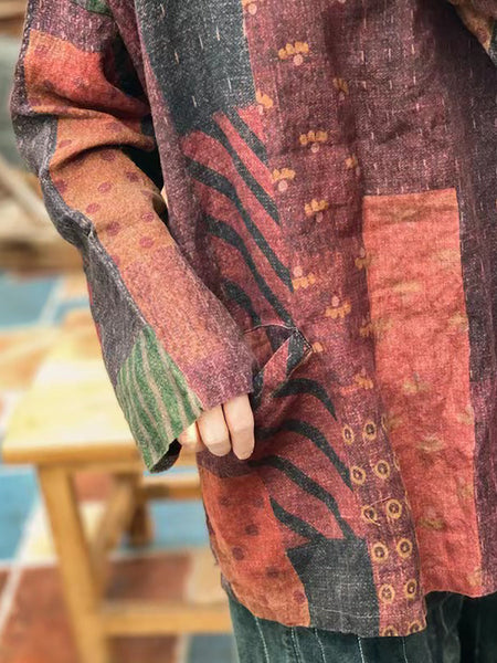 女性中国風巾着カエルスプライスシャツ