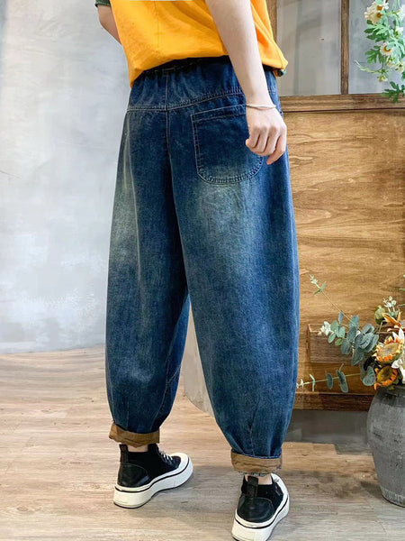 女性ヴィンテージかわいいパッチステッチハーレムパンツ