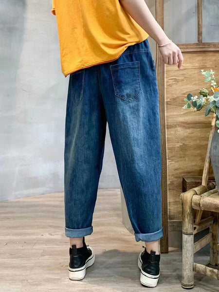 女性ヴィンテージかわいいパッチステッチハーレムパンツ