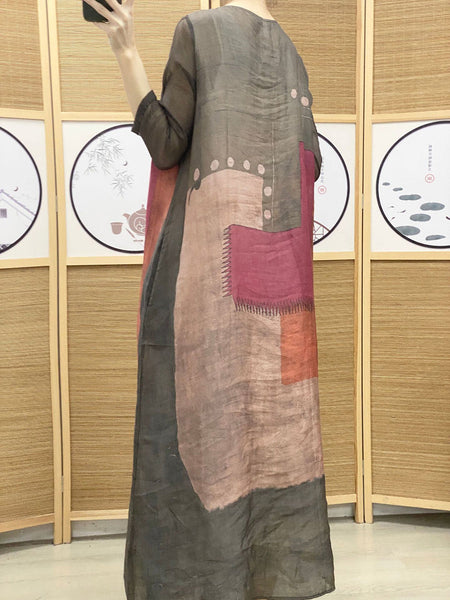女性夏レトスプライシング巾着ルーズラミードレス