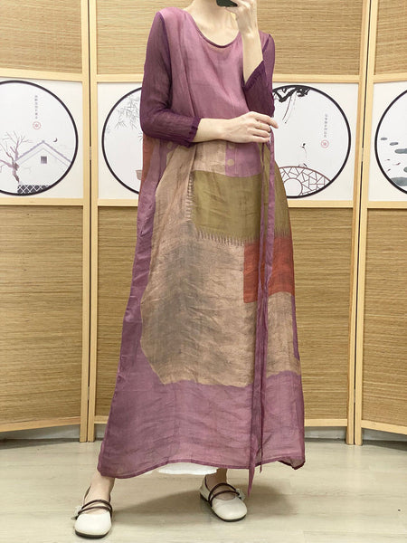 女性夏レトスプライシング巾着ルーズラミードレス