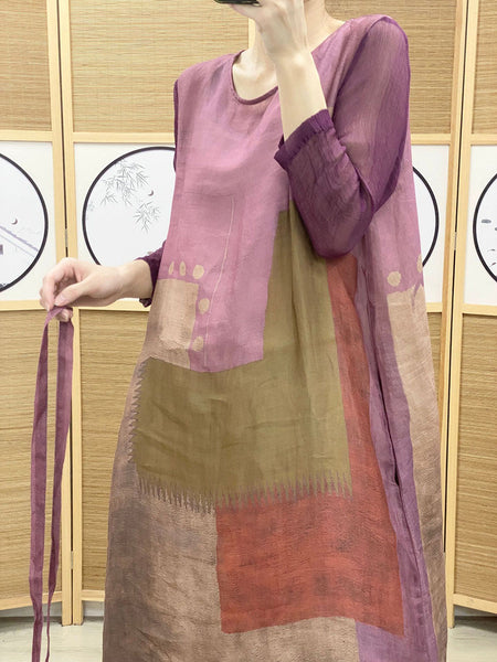 女性夏レトスプライシング巾着ルーズラミードレス