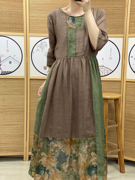 女性の夏のレトロな不規則なスプライスプリーツラミードレス