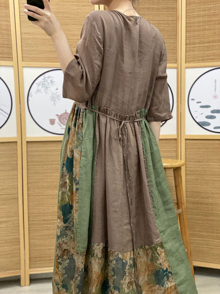 女性の夏のレトロな不規則なスプライスプリーツラミードレス