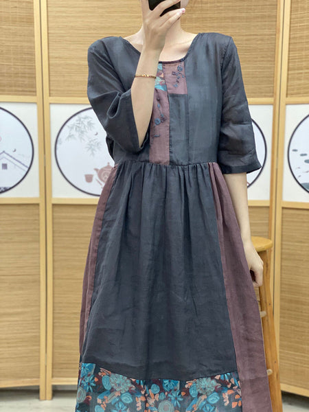 女性の夏のレトロな不規則なスプライスプリーツラミードレス
