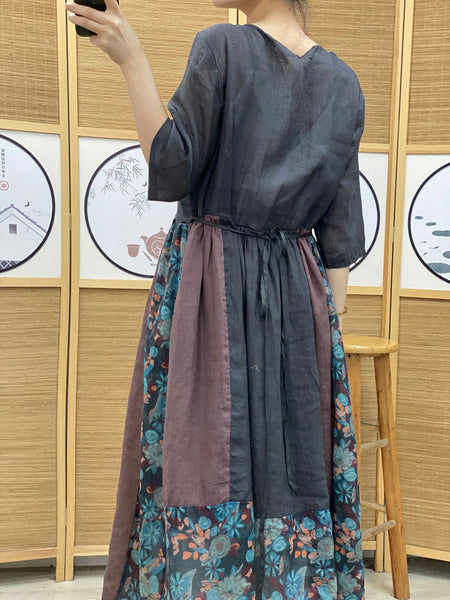 女性の夏のレトロな不規則なスプライスプリーツラミードレス