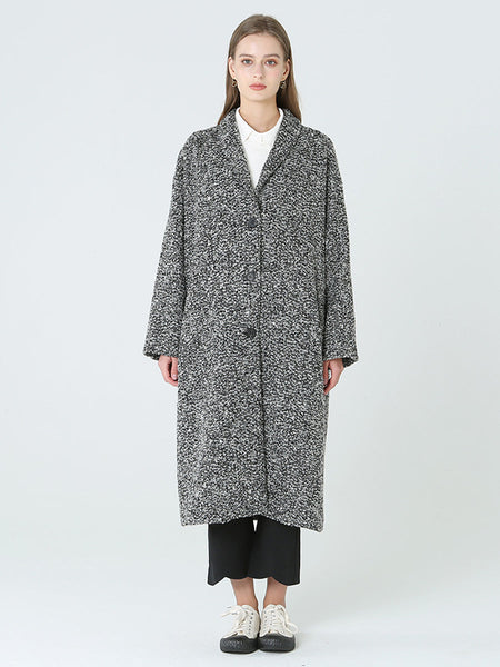 プラスサイズのロングウールの女性の冬長袖コート M-2XL