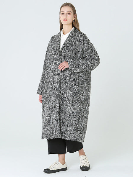 プラスサイズのロングウールの女性の冬長袖コート M-2XL