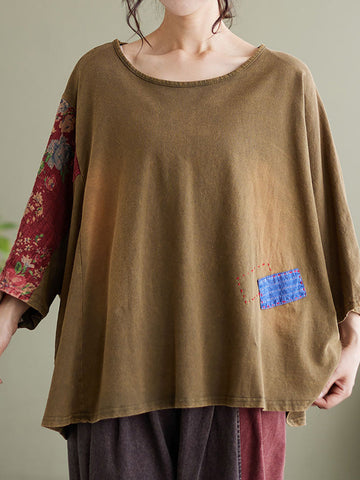 ヴィンテージパッチワークレディースサマールーズTシャツ