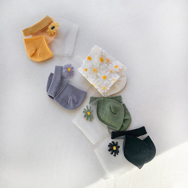 デイジー刺繍透明サマーソックス