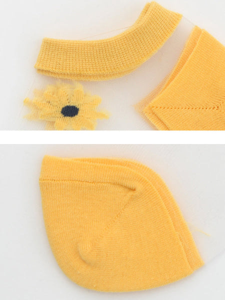 デイジー刺繍透明サマーソックス