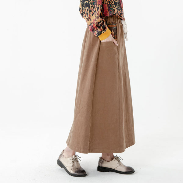 プラスサイズ - ソリッドカラー ドローストリング ポケット パッチワーク スカート