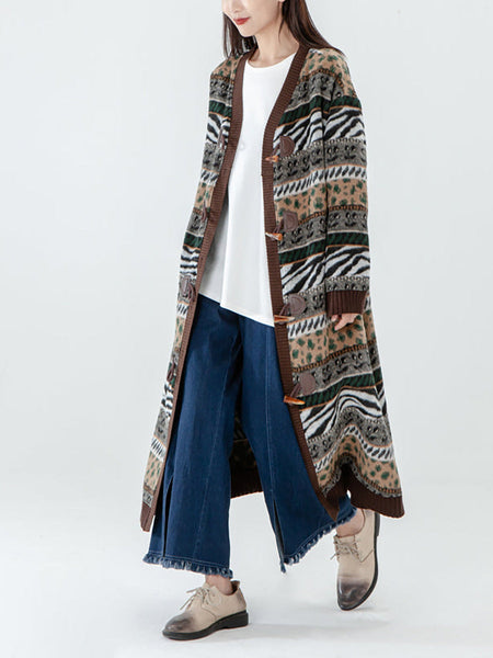 プラスサイズ - ヴィンテージポケットブレスト長袖セーターコート